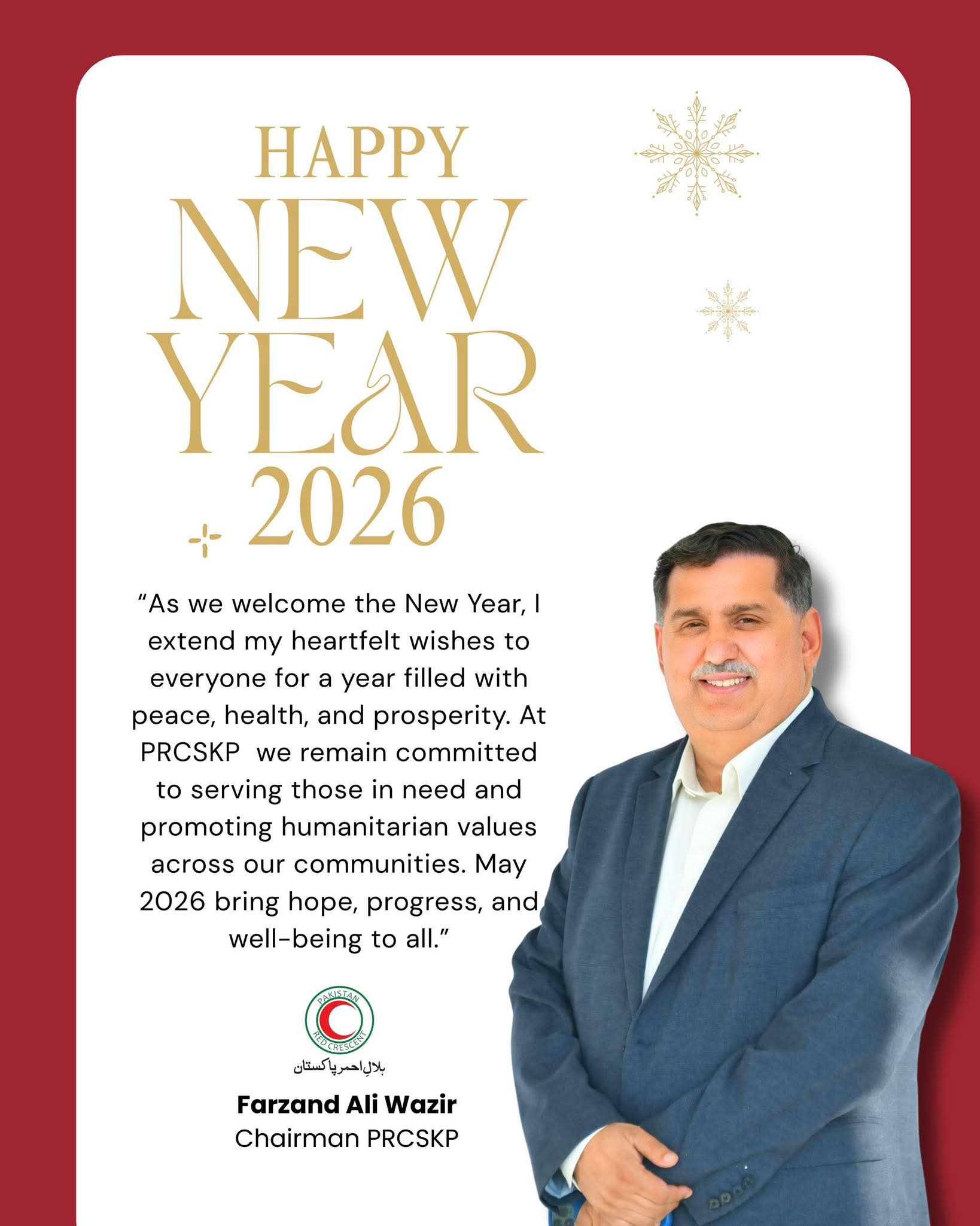 New Year Message 2026 from the Chairman, PRCS Khyber Pakhtunkhwa